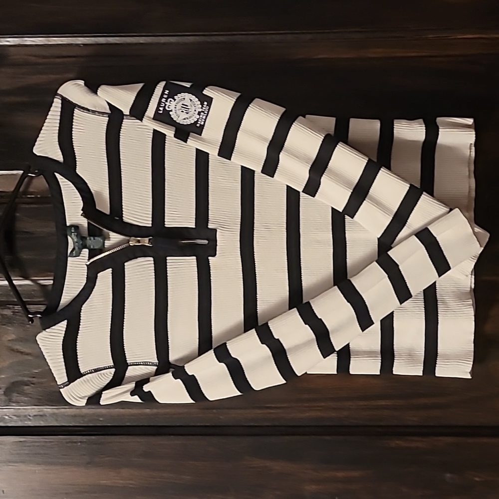 Ralph Lauren Striped Zip Up Sweater